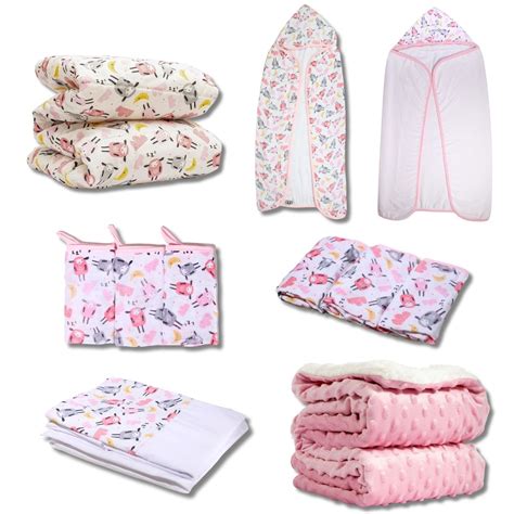 Kit Enxoval Menina - Kit de Enxoval Coordenado 13 Peças Ovelinha Rosa - Neném na Nuvem