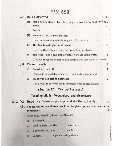 Maharashtra Ssc English Question Paper 2024 Pdf Artofit