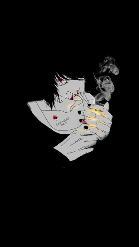 Sad Anime Boy PFP Smoking