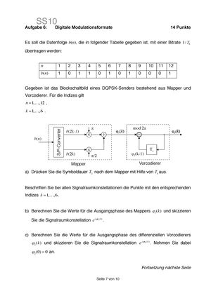 NÜ Basisband Aufgaben aus Altklausuren Aufgabe 5 Digitale