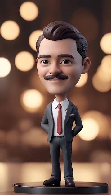 Ilustración en 3d de un personaje de dibujos animados con bigote y