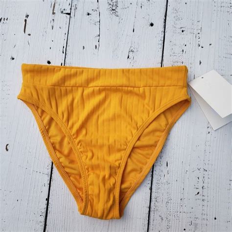 Ulla Johnson Swim 45 Ulla Johnson Zahara S Dark Yellow High Leg Waist Ribbed Bikini Bottom