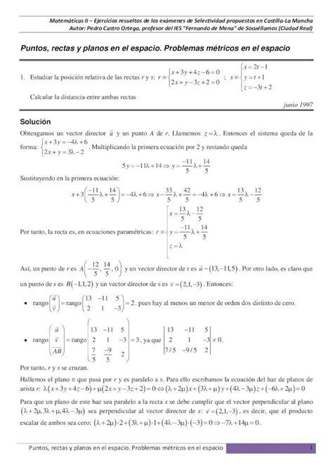 Pdf Matemáticas Ii Ejercicios Resueltos De Los Exámenes De Matemáticas Ii Ejercicios