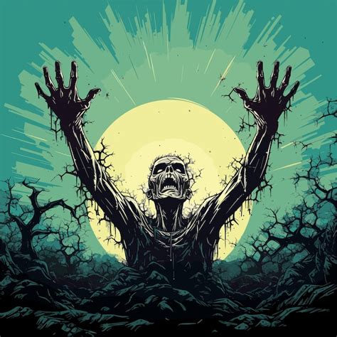 Fondo De Halloween Con Vector De Mano Zombie Vector Premium