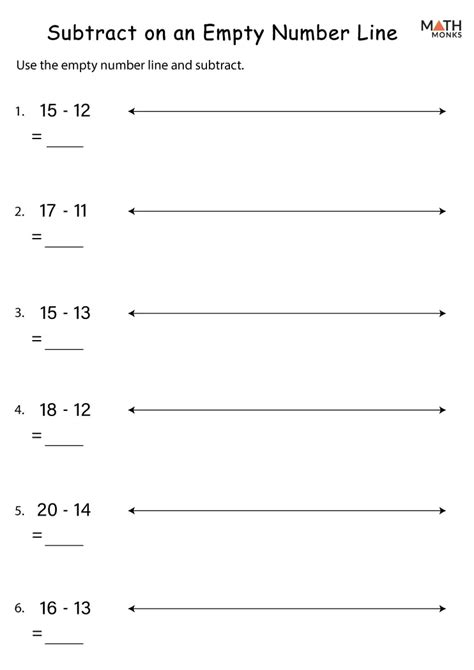 Number Line Subtraction Worksheets - Math Monks