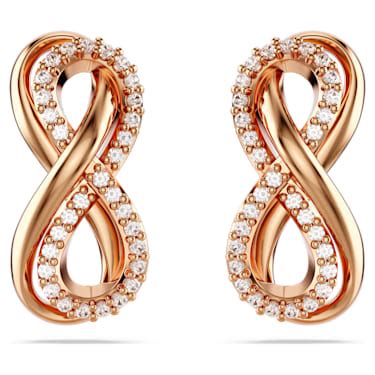 Hyperbola Stud Earrings Infinity White Rose Gold Tone Plated Swarovski