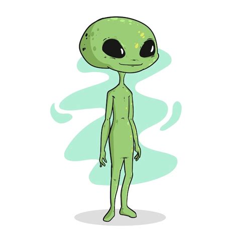 Ilustración de dibujos animados alienígenas dibujados a mano Vector