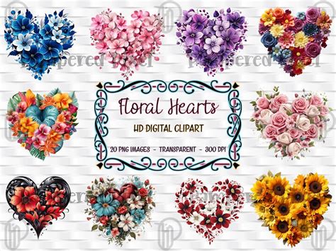 Floral Heart Clipart Heart Clip Art Flower Heart Clipart Png