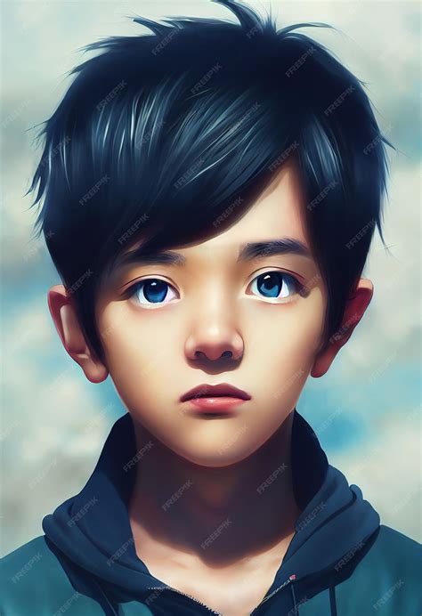 Premium Photo Portrait Handsome Anime Boy For Avatar And Computer