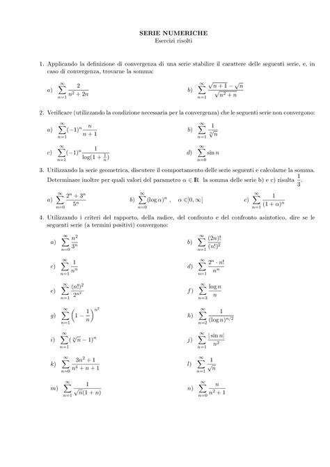 Serie Numeriche Esercizi Svolti Calvino Polito 9