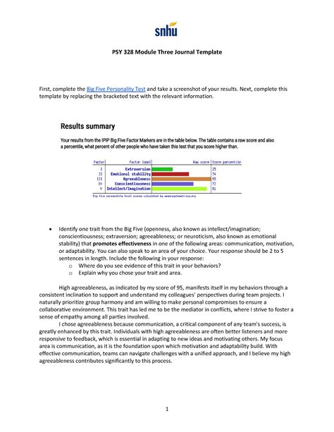 Module Three Journal Psy Psy Module Three Journal Template