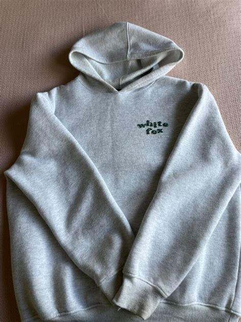 White Fox Grey And Sage Green White Fox Hoodie On Designer Wardrobe