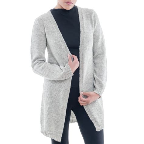 Longue Veste Ouverte Tricot E En Pure Laine D Alpaga Caserita