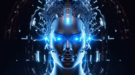 Futuristic Hologram Technology Stellar Crypto Cyborg S Abstract Face