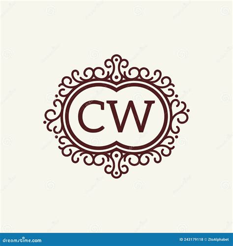 Letter Cw Monogram Logo Elegant Typeface Design Stock Vector