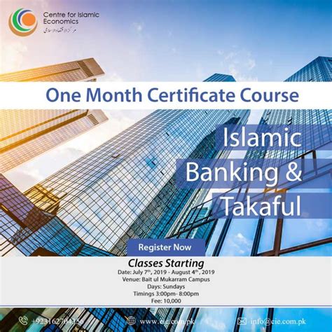 Islamic Banking And Takaful One Month Certificate Centre For Islamic