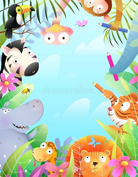 African Animals Zoo In Jungle Kids Fun Party Stock Vector ...