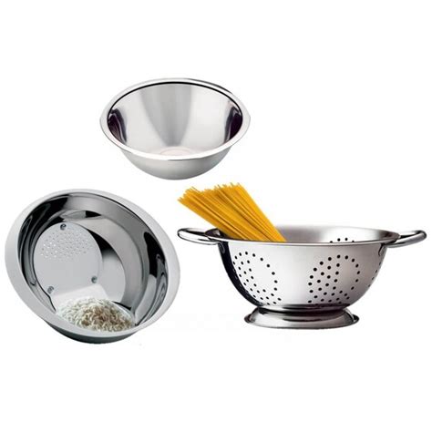 Conjunto A O Inox Pe As Escorredor Arroz Macarr O E Bowl Leroy Merlin