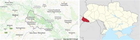 Map of Zakarpattia (left) and its situation within Ukraine (right ...