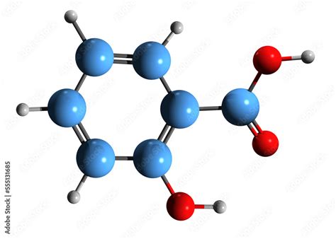 D Image Of Salicylic Acid Skeletal Formula Molecular Chemical