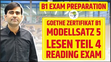 Goethe Zertifikat B Modellsatz Lesen Teil Reading Exam