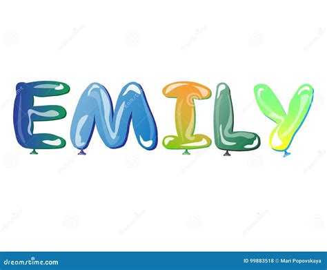 Emily Female Name Text Balloons Stock Vector Illustration Of Font Emily 99883518