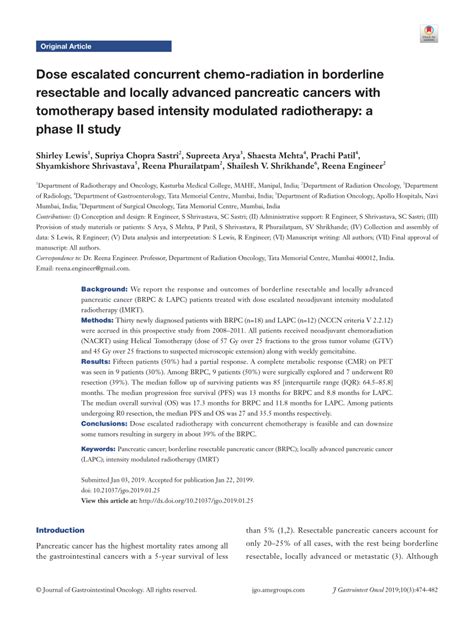 PDF Dose Escalated Concurrent Chemo Radiation In Borderline