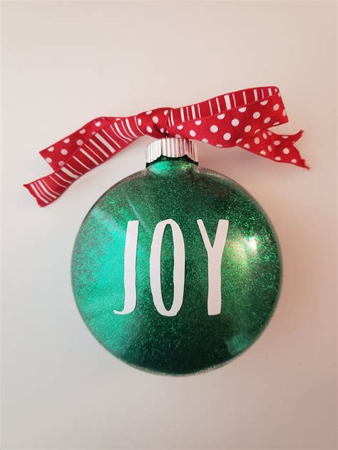 Joy Glitter Christmas Ornaments Hand Made Shatterproof Disc Etsy