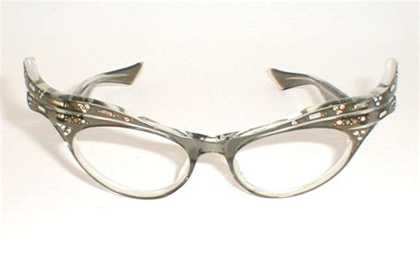 Vintage Cat Eye Glasses With Wings And Rhinestones Vintage Eyeglasses