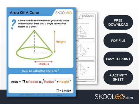 Area of a Cone - Free worksheet for kids - SKOOLGO