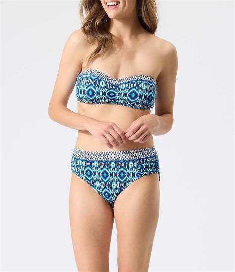 Tommy Bahama Island Cays Ikat Pique Bandeau Swim Top And High Waist Swim Bottom Dillards