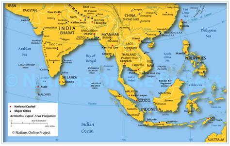 South East And Southeast Asia Map - Trudy Ingaberg