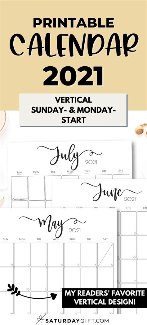 Elegant Aesthetic Printable Vertical Calendar 2023 By Saturday Gift