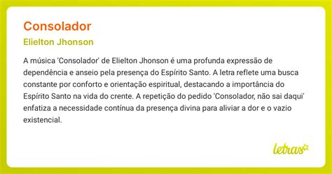 O Que Significa Consolador - Significado da música CONSOLADOR (Elielton Jhonson) - LETRAS.MUS.BR