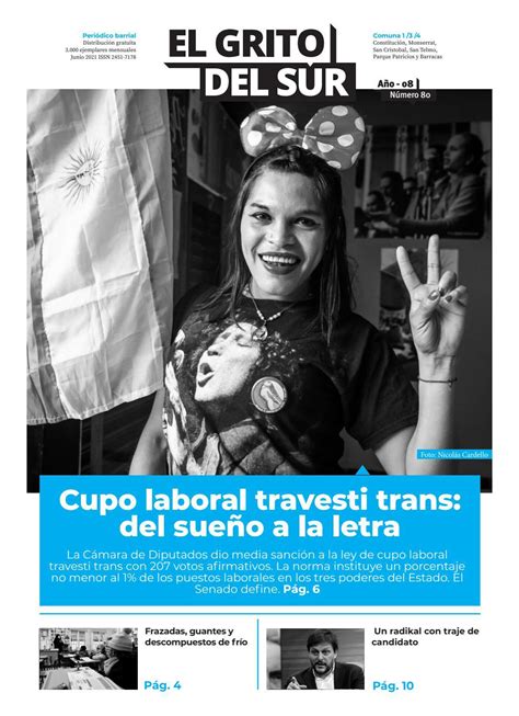 El Grito Del Sur N Junio Cupo Laboral Travesti Trans Del