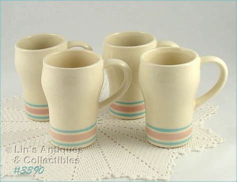 McCoy Pottery Pink And Blue Tall Mugs Set Of 4