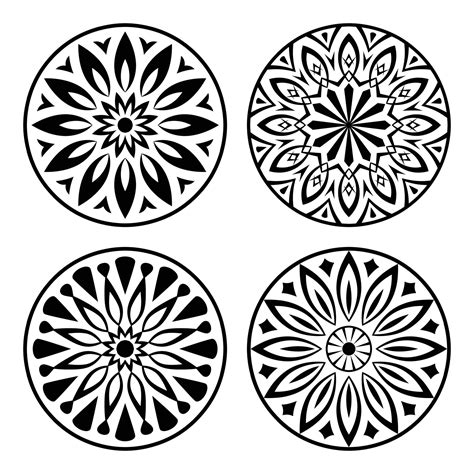 Decorative Laser Cutting Coaster Floral Mandala Emblem Circle Luxury