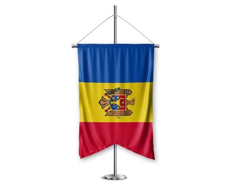 Premium Photo Moldova Up D Flags On Pole Stand Support Pedestal