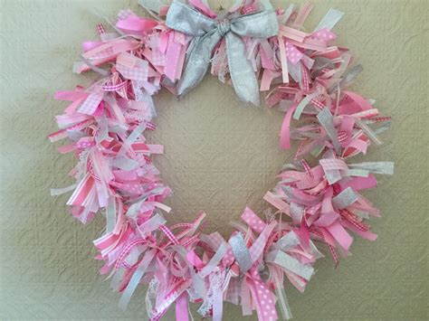 Pink and silver ribbon wreath