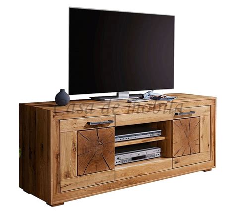 Massivholz Tv Lowboard Ii X X Cm Rustic Wildeiche Ge Lt Hirnholz