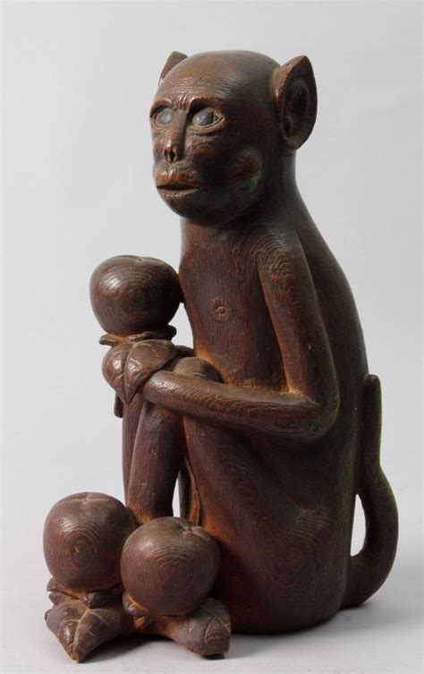 Japan Hand Carved Wood 19th Century MONKEY, Mingei folk art , One of a kind - Schneible Fine ...