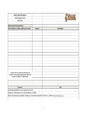 Fillable Online Valleybands Band Boosters Reimbursement Form