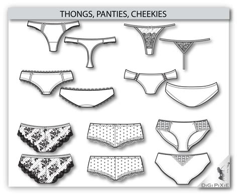 Lingerie Flats Sketches 125 Illustrator Templates Etsy