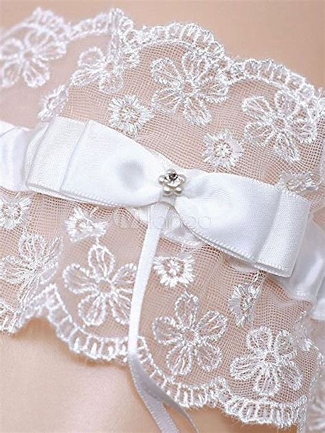 White Bridal Garter Lace Bows Wedding Sexy Lingerie Accessories Milanoo