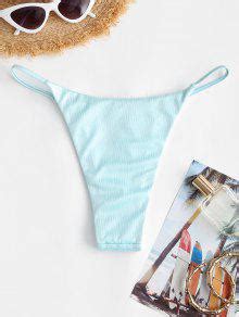 Zaful O Ring Metallic String Bikini Bottom In Light Blue Zaful