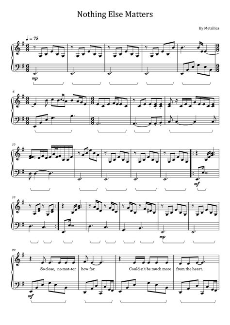 Nothing Else Matters Arr Poon By Metallica Sheet Music For Piano