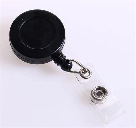 Retractable Lanyard with Extendable Metal Badge Holder Reel in Black ...