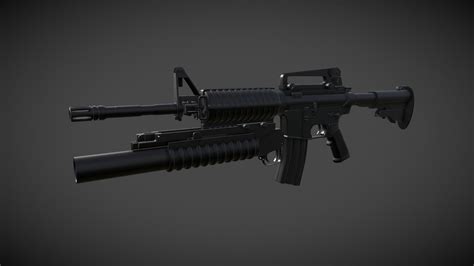 M4 Carbine With M203 Grenade Launcher 3d Model By Rcworthley Fd59b3c