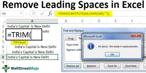 Remove Leading Spaces In Excel Top 4 Methods To Remove Cell Spaces