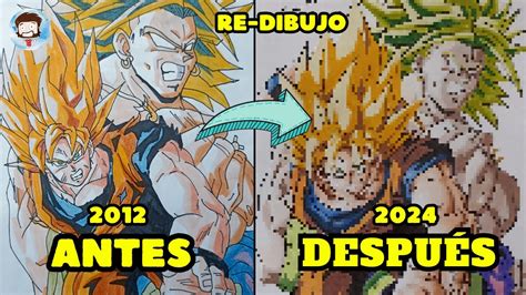 REDIBUJO 12 AÑOS DESPUÉS A GOKU Y BROLY TUTORIAL DE DIBUJO YouTube